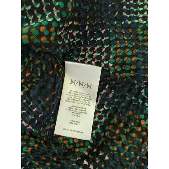 CAbi Elaine Puff Sleeve Multicolored Dot Mesh Dress Size Medium Fall Career - Picture 11 of 12